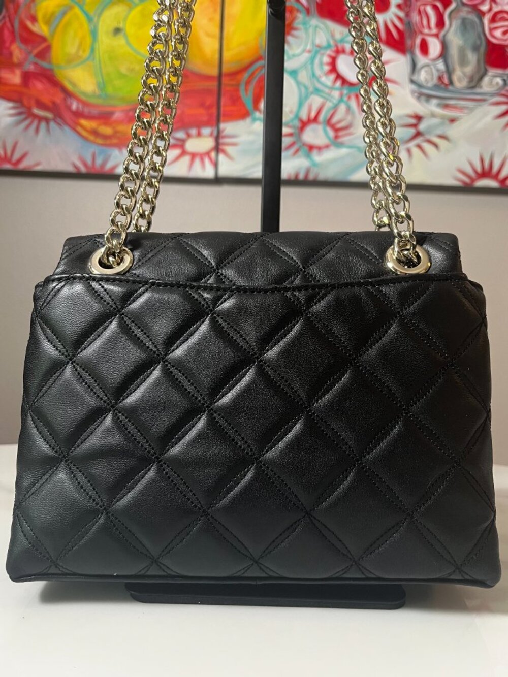 Kate Spade Natalia Medium Black Quilted Leather Flap Shoulder Bag COA - Picture 5 of 16